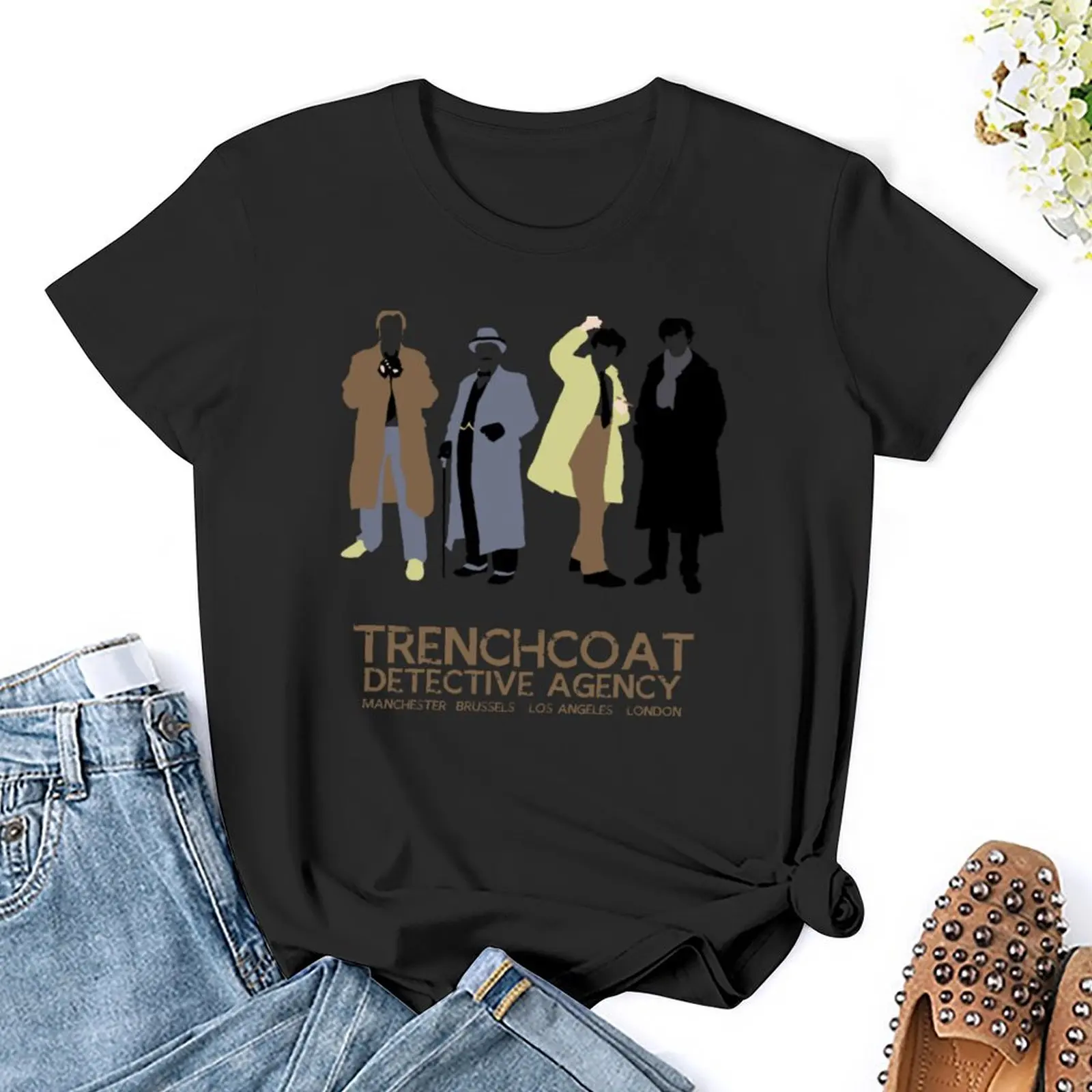 Trenchcoat Detektiv agentur T-Shirt süße Kleidung Dame Kleidung süße Tops T-Shirts für Frauen Grafik T-Shirts