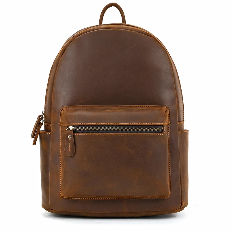 

Retro Backpack Crazy Horse Leather Male and Female Students Leather Travel School Bag Stylish Simple Casual Versatile Business T
