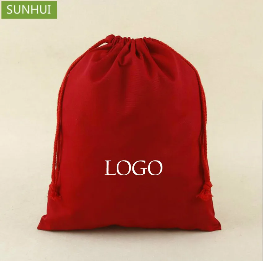 100PCS Red Cotton Drawstring Bags Jewelry Pouches Cosmetic/Storage/Wedding/Packing/Gift/Earrings/Bead Cotton Sachet Custom Logo