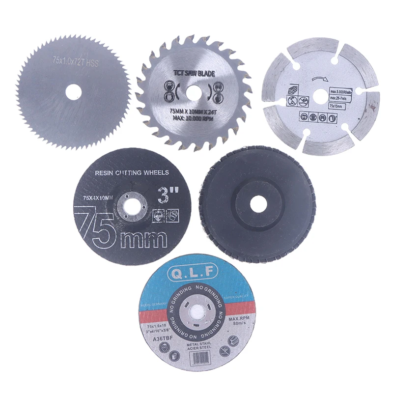 

Tile Wood Metal Cutting Disc 7Pcs 75mm Cutting Disc For Hole Angle 10mm Circular Saw Blade Sander Sanding Tool
