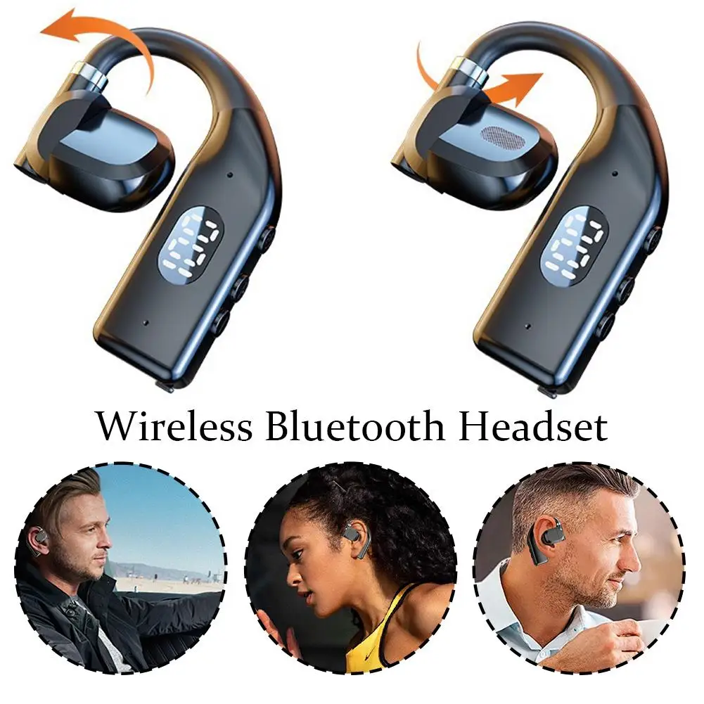 Single Earphones Long Standby Business Headphones Waterproof Rotation Mono Headset Outdoor Call Bluetooth Wireless Earbuds