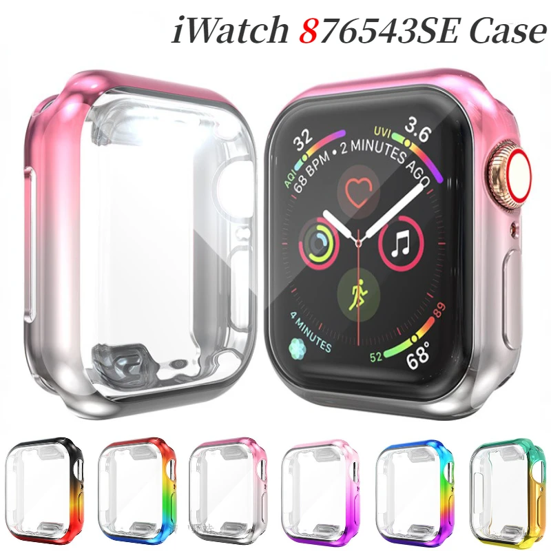 

Rubber Case for Apple Watch 8 7 Case 45mm 41mm Soft TPU All-round Protective Cover iWatch 6 5 4 SE 44mm 40mm 3 42mm 38mm Shell