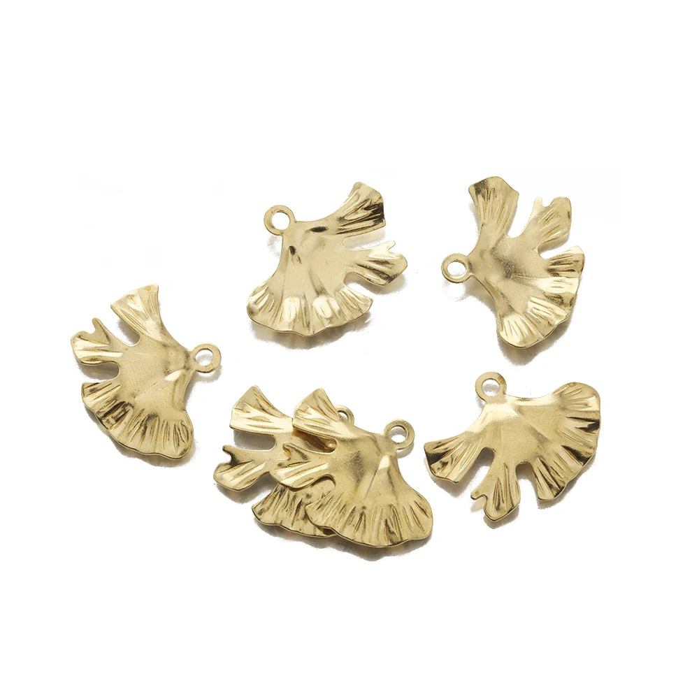 10pcs Raw Brass Ginkgo Biloba Leaf Charms Small Pendants For Diy Necklace Earrings Jewelry Making Accessories 16*24mm