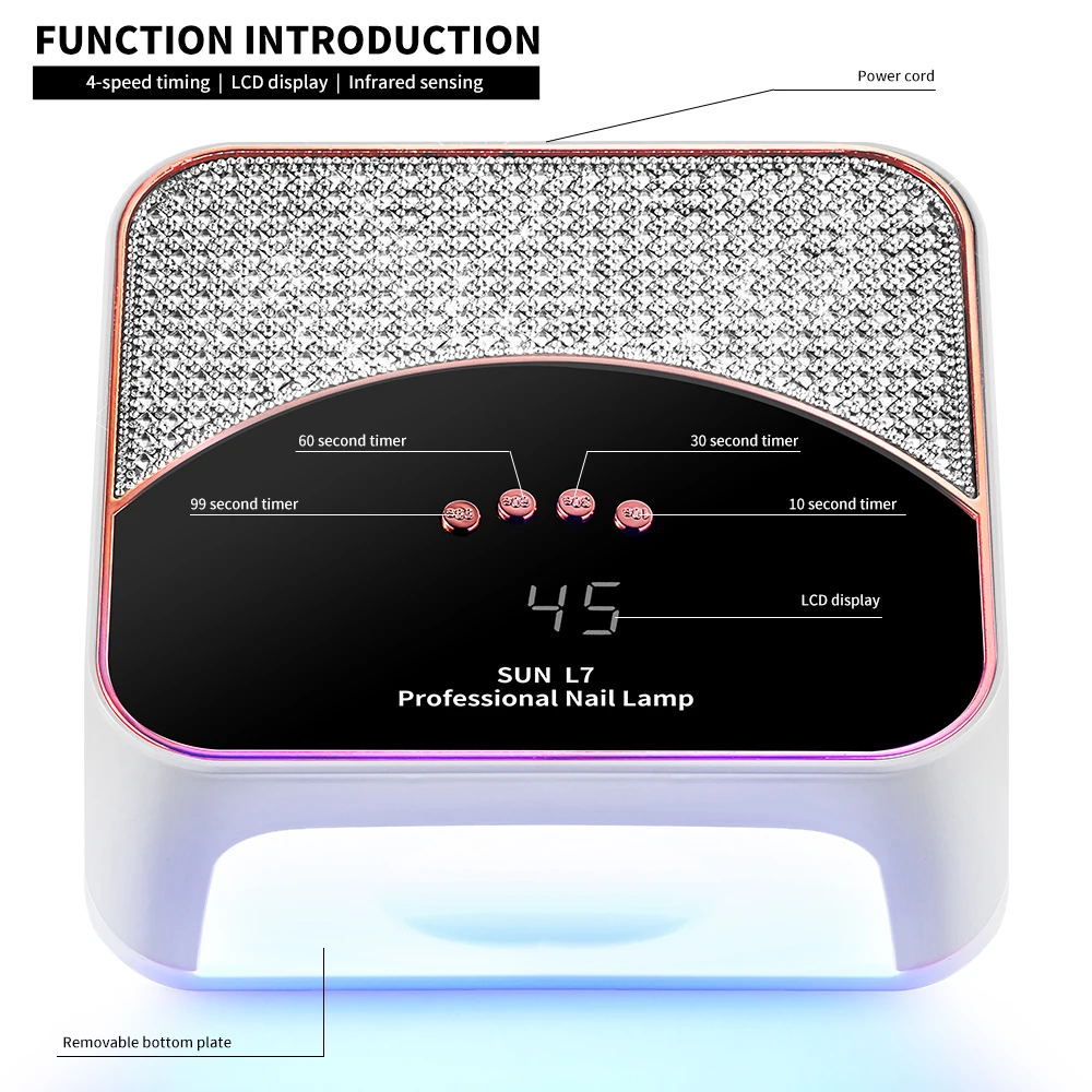 SUN L7 Nail Art Lamp Professional UV Nail Dryer 45LED Lamp Beads Can Quickly Dry and Solidify Gel Nail Polish Pedicure Nail Lamp