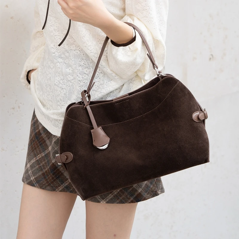 

Burminsa классические замшевые сумки из натуральной кожи для женщин 2025 роскошные дизайнерские сумки для покупок рабочие женские сумки через плечо