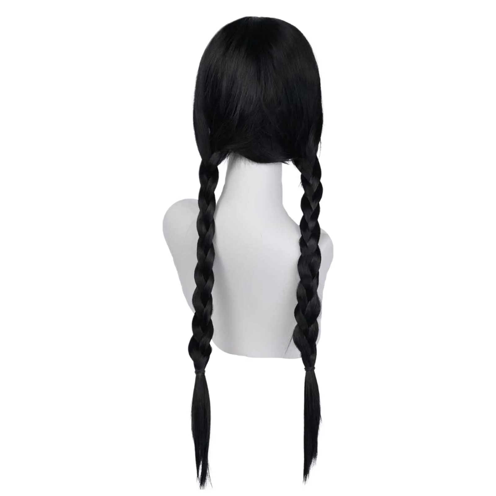 Black Long Straight Braids Wig Movie Synthetic Fluffy Bangs Cosplay Supplies for Daily or Any Occasion