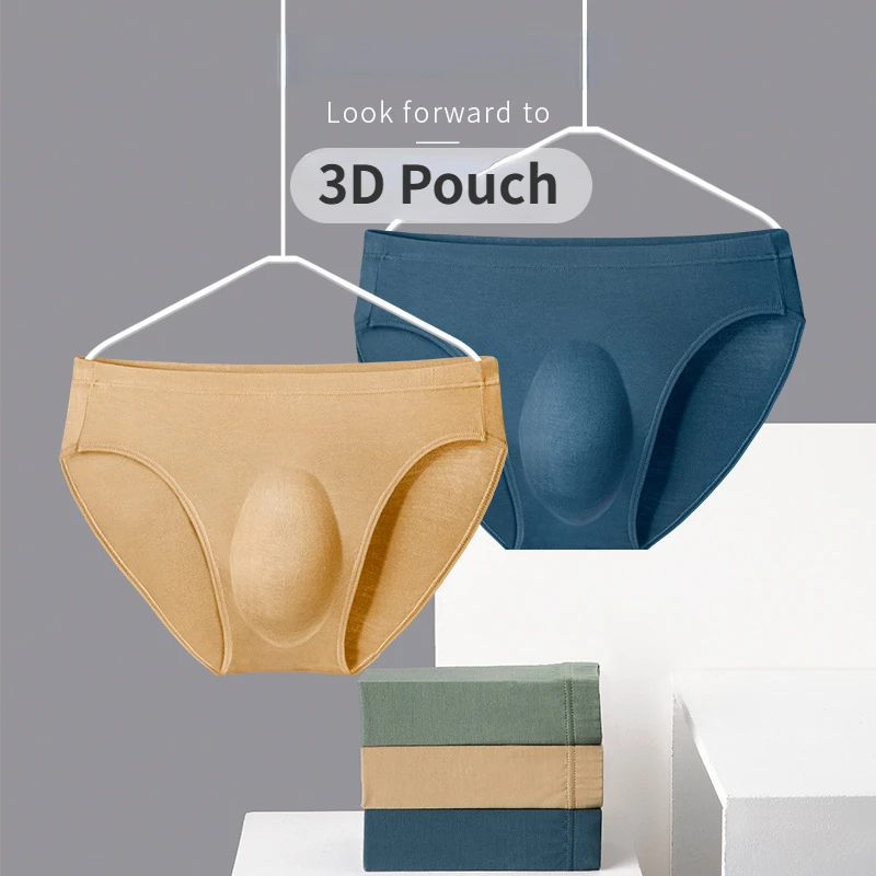 

Men Sexy 3D Big Pounch Briefs Breathable Translucent Breathable Modal Underwear 4XL Elastic Functional Bottoms Comfortable Wear