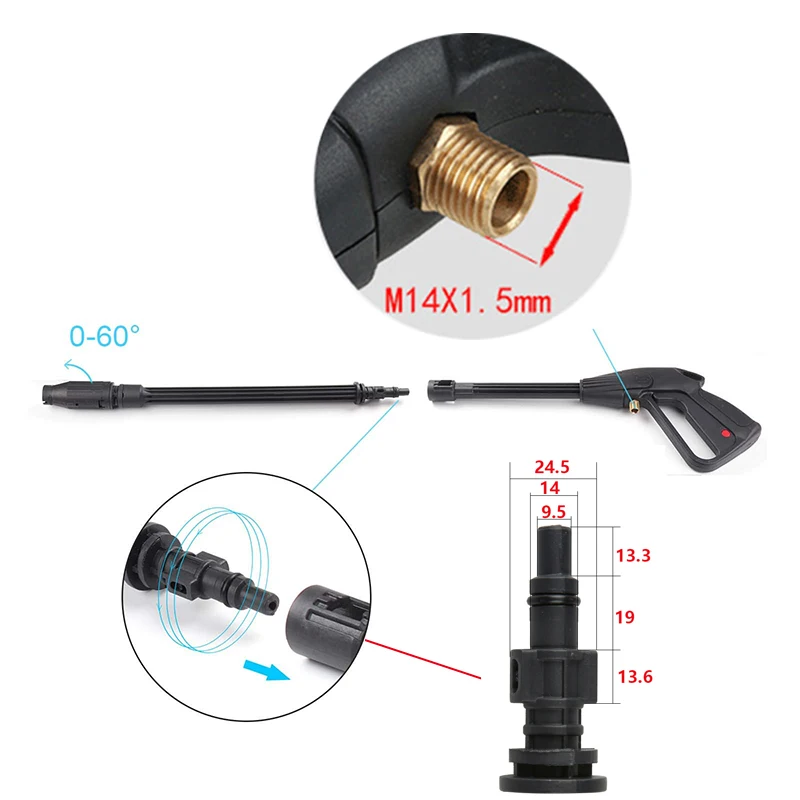 High Pressure Washer Spray Gun Jet Lance Nozzle Car Clean Washer Jet Water Gun Spear Wand for Lavor Bauker Vax Craftsman Generac