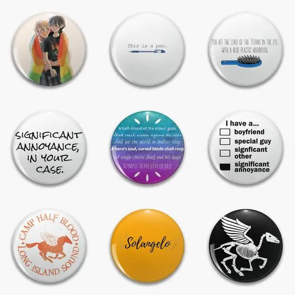 Solangelo Riptide Percy Jackson And The Olympians Nico Di Soft Button Pin Customizable Cute Badge Fashion Women Creative Lover