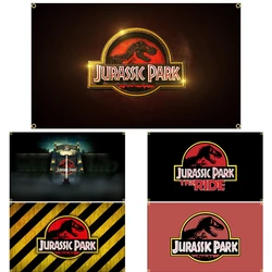 FLAGDOM 90x150CM 3x5 Ft Jurassic Park Flag Polyester Printed Dinosaur Banner For DecorCourtyard