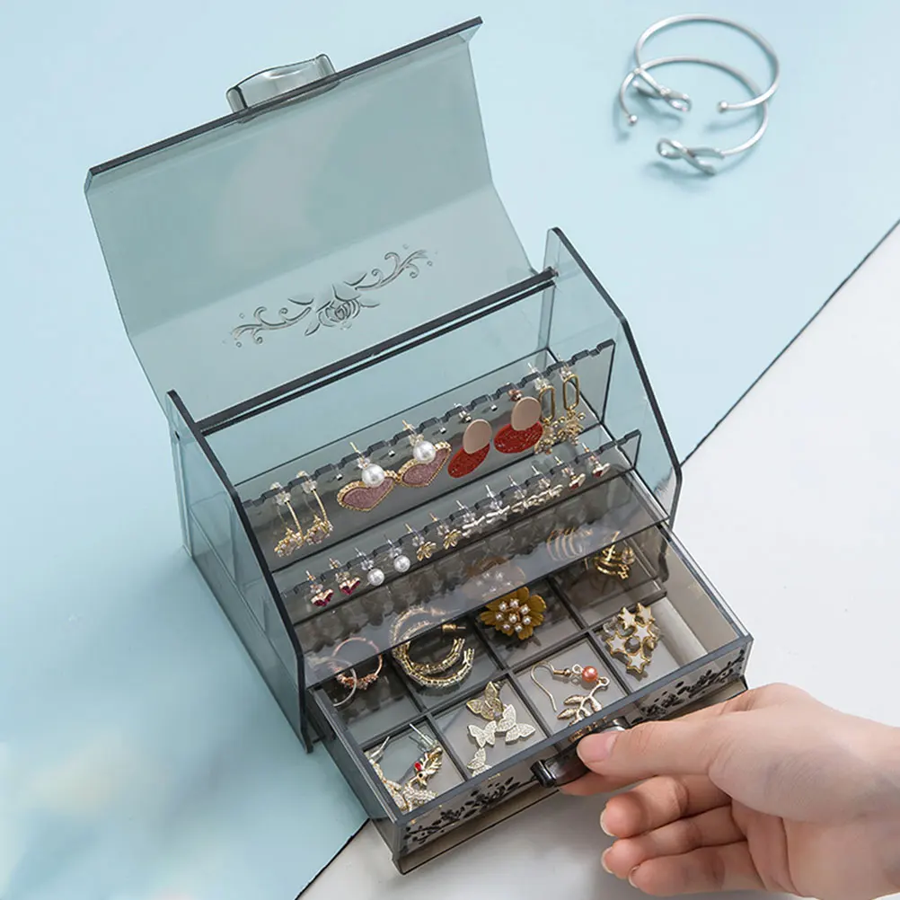 

Makeup Rack Box Storage Organizer For Perfume Jewelry Drawer Desktop Space-Saving Vanities Apartment Dorm Gift