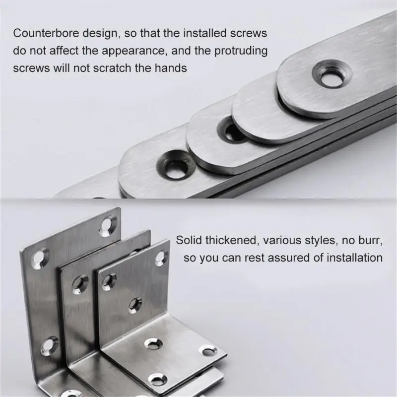 Stainless Steel Corner Bracket Hardware Thickened Square Corner Code 90-degree Right Angle L-shaped Fixed Bracket Connector