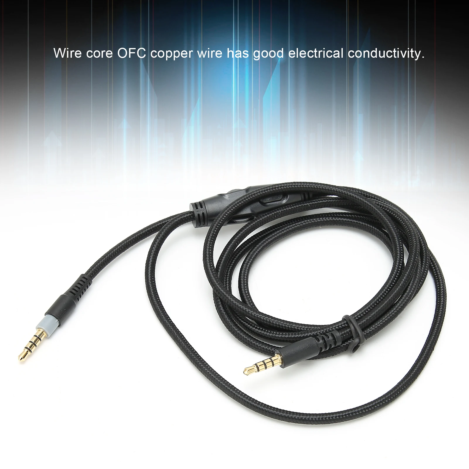 Portable Headphone Cable 3.5mm Plug and Play Perfect quality Male to Male Audio Cable with Volume Control for HyperX Cloud view 6
