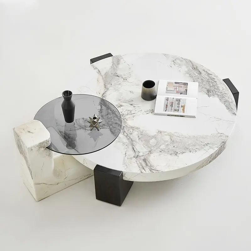 *Modern Luxury Eco-Friendly Durable Coffee Table Set Marble Stone Countertop New Simple Design Living Room Home Furniture Premiu