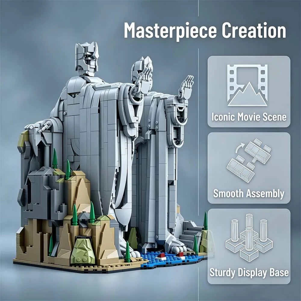 Moive Ring 2 in 1 Argonath Giant Statue Building Set, 839+867 PCS Famous Scene LOTR  Collectible Decor Display Model for Adult