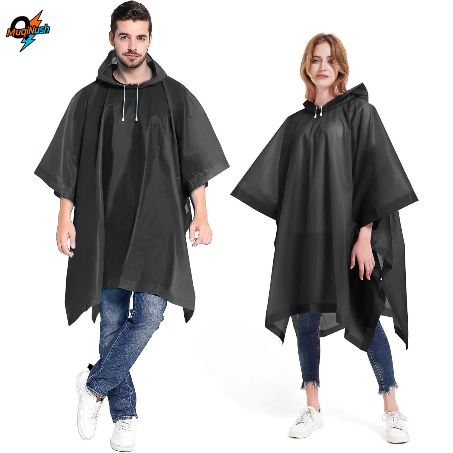 

MuqiNush Outdoor Rain Jacket Hiking Portable Eva Cycling Mountaineering Raincoat Cape Reusable rain Poncho with Drawstring Hood