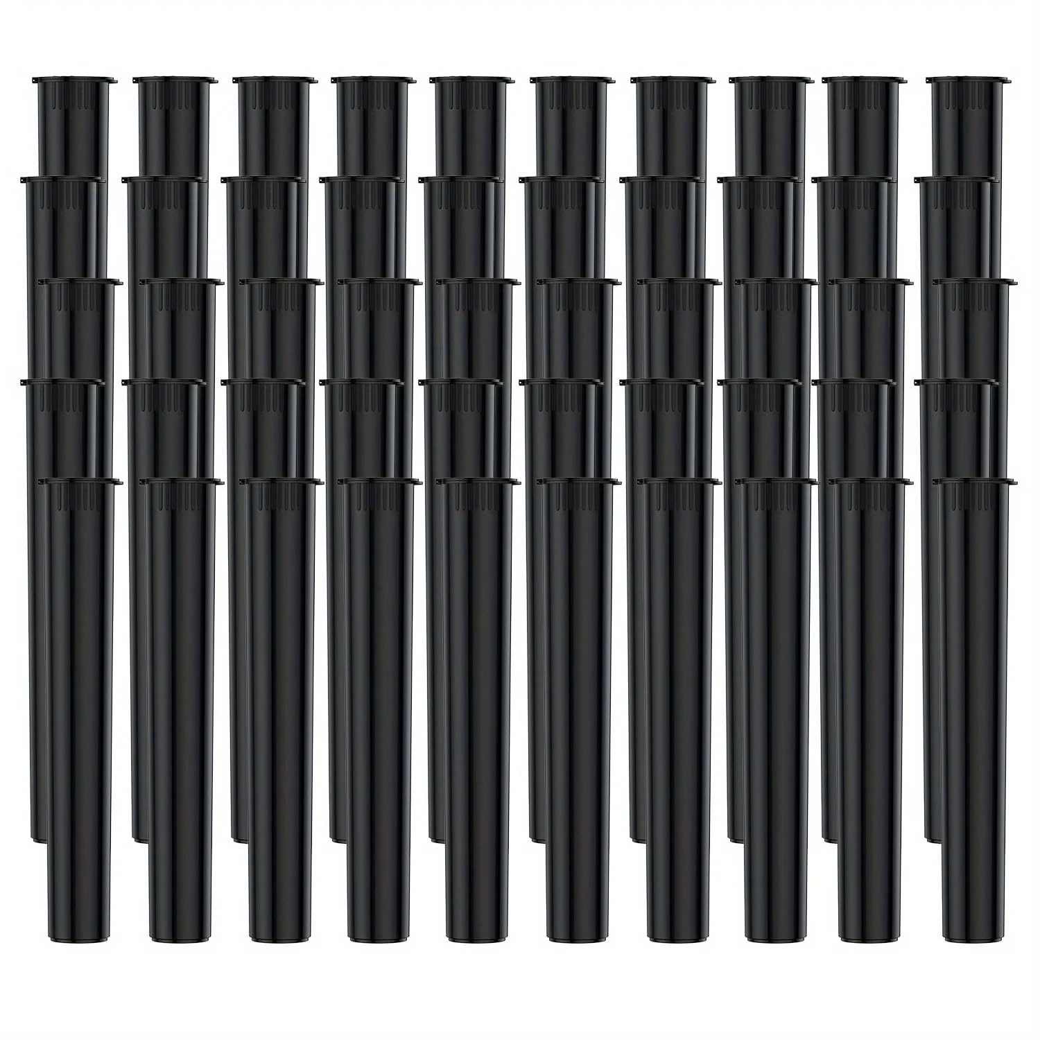 50 pacotes de tubo de plástico preto king-size com tampas superiores pop de apertar, suporte de tubo de armazenamento resistente a crianças à prova d'água