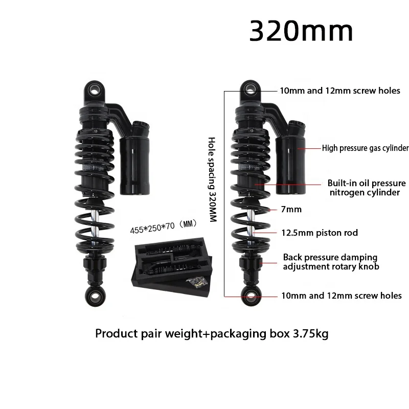Motorcycle Shock Absorber Universal 320MM 340MM 360MM Rear Shock Absorber