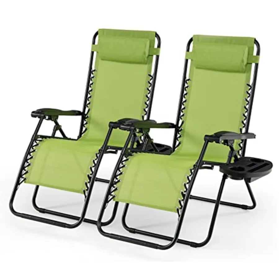 

Набор из 2-х складных кресел-шезлонгов Zero Gravity для улицы с подстаканниками, для отдыха на заднем дворе, пляже, у бассейна