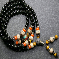 6mm Black Obsidian Bodhi 108 Beads bracelet Beaded Bodhi Energy Japa Wear Artisan Women Charm Trendy Men Prayer Mala