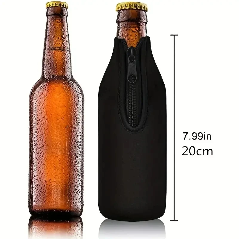 Imagem -02 - Camping Portable Beer Bottle Sleeve Zipper Mantenha Sua Cerveja Fria e ao ar Livre 330ml pc Set