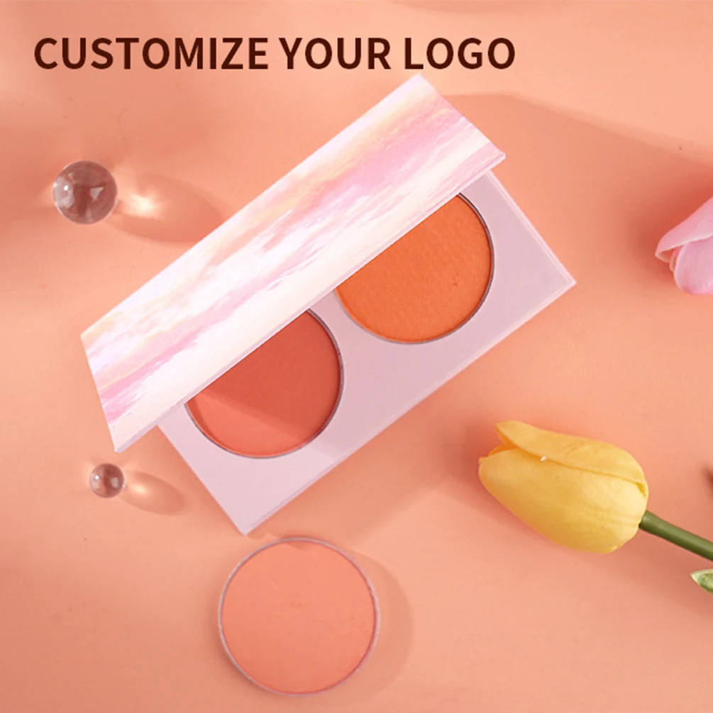 

Private Label 2 Colors Blush Contour Plate DIY Pigment Long Lasting Waterproof Color Rendering Natural Custom Logo Makeup Vegan