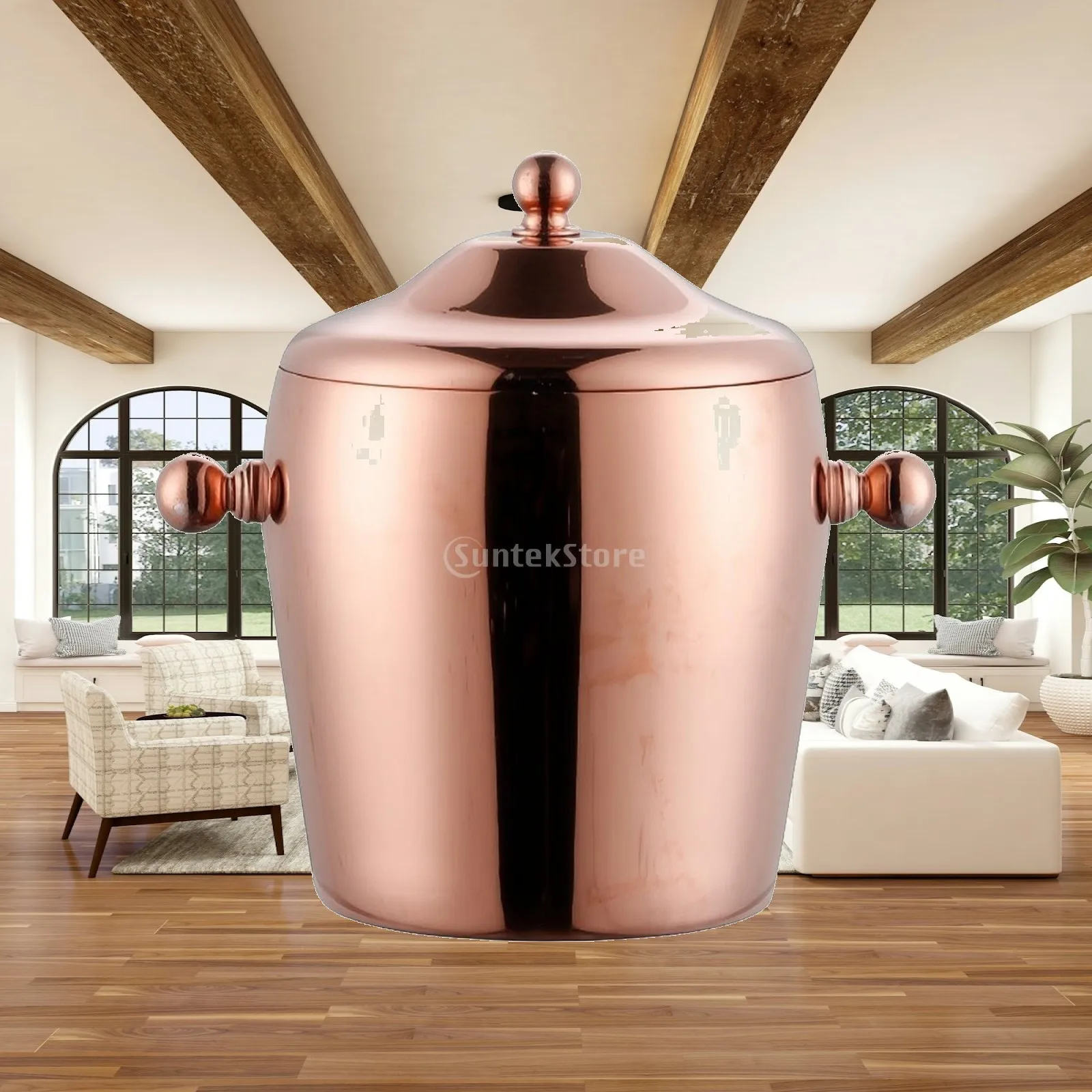 Ice Container with Lid Polished Double-Wall Ice Container Sleek Compact for Hosts, Home Bar, Parties