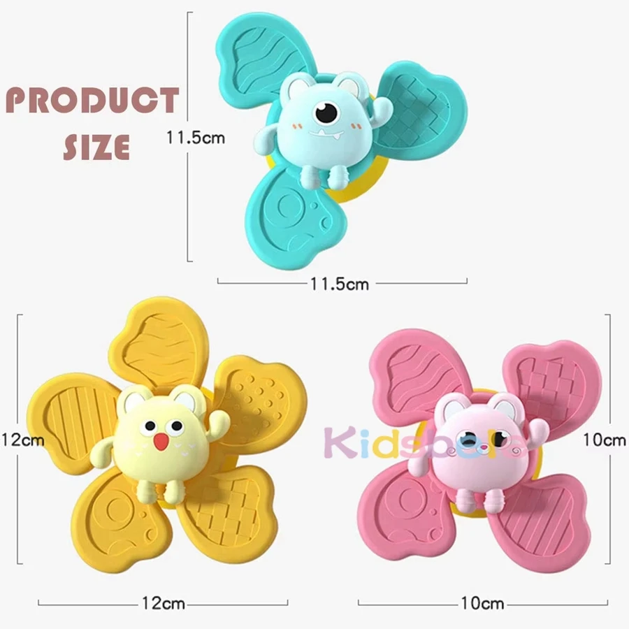 3 قطعة لعبة حسية دوارة كوب شفط قوي لعبة حمام الطفل المنبثقة سبينر الحمام الكرتون مهدئا حشرجة الموت فنجر سبينر #5