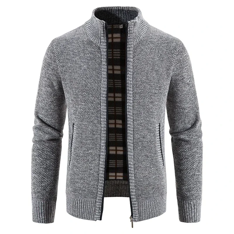 Maglione da uomo invernale caldo casual tinta unita cerniera maglieria cardigan da uomo in misto cotone cashmere giacca lavorata a maglia di alta qualità da uomo