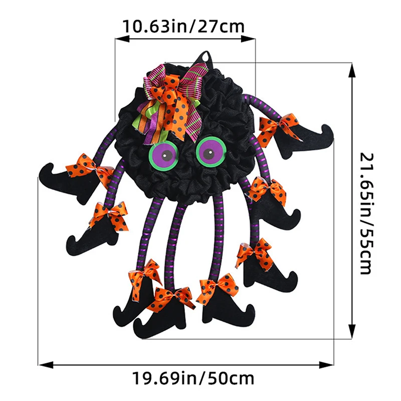 Halloween Party Wreath Hanging Welcome Sign Multi Legged Witch Wall Hanging Pendant Front Door Decoration image 6