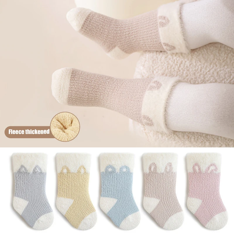 3/5 Pairs Newborn Socks Winter Warm Children Socks Thick Cartoon Toddler Socks For Boys Girl Socks For Kids Accessrioes