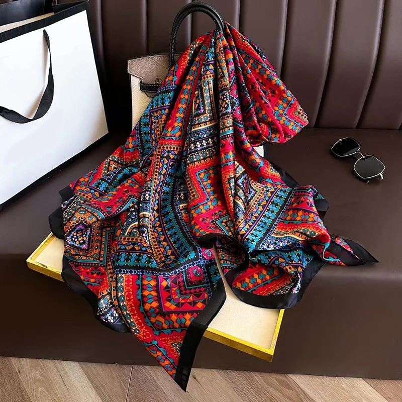 Spring Scarf Women\'s Luxury Design Polyester Material Smooth Scarf Soft Shawl Beach