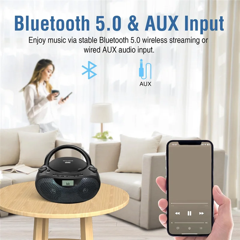 

Портативный CD-плеер Бумбокс Bluetooth CD-плеер Бумбокс AM/FM-радио USB-порт CD-плеер Стереозвук Динамик Домашний MP3-плеер CD