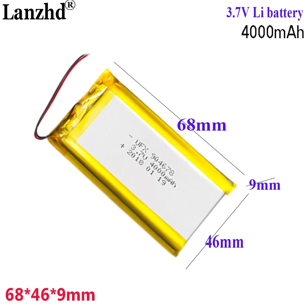 

3.7V Li Polymer Battery 4000mah For Bluetooth speaker Air purifier GPS stick light toy digital Battery 904678