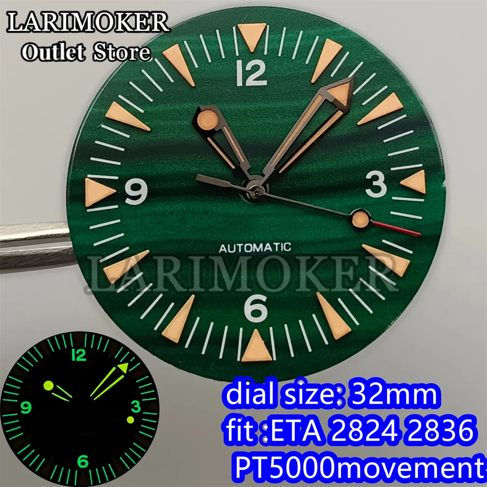 LARIMOKER 32mm watch dial/Hands fit NH35ETA2824 2836 PT5000 Miyota 8215 DG2813 movement