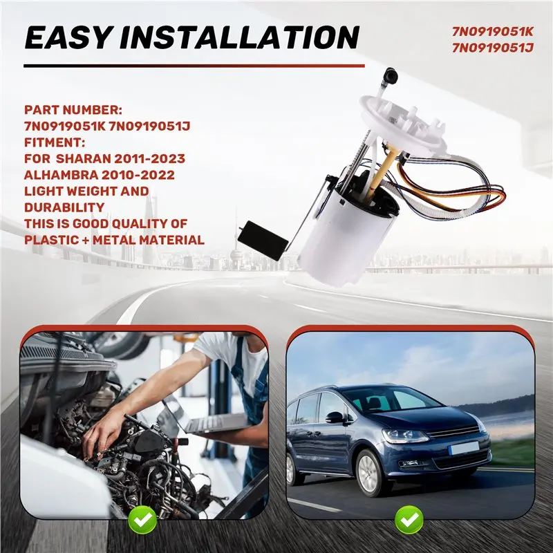 Fuel Pump Module Replacement 7N0919051K 7N0919051J For VW Sharan Seat Alhambra 2010-2023-M53K