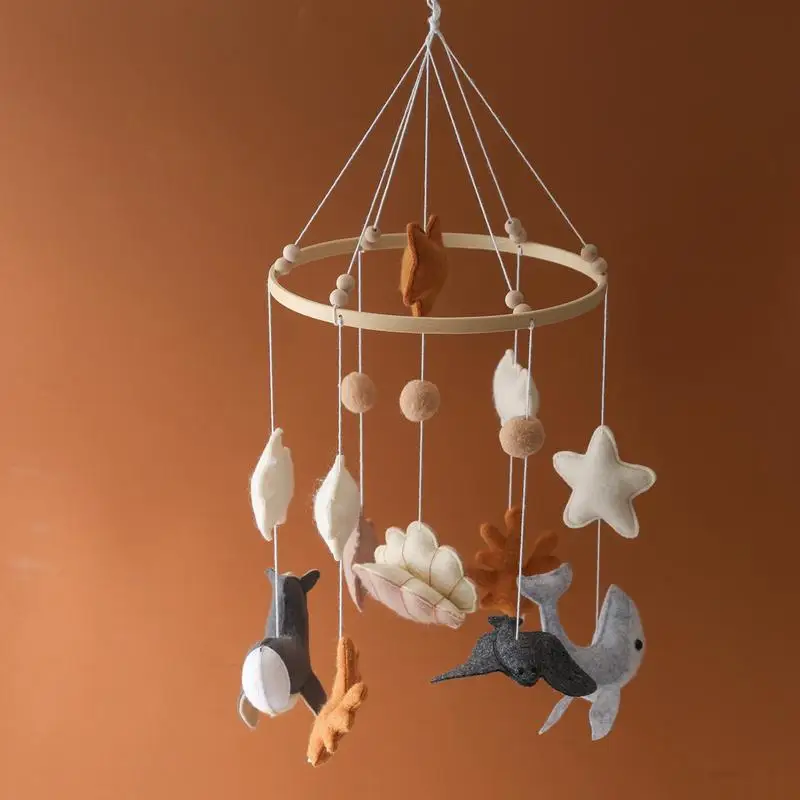 Mobile per bambini per culla Feltro Mobile per bambini Giocattoli per cartoni animati Appendibile Decorazione di animali marini per culla Nursery Bed Bell Ragazzi Ragazze