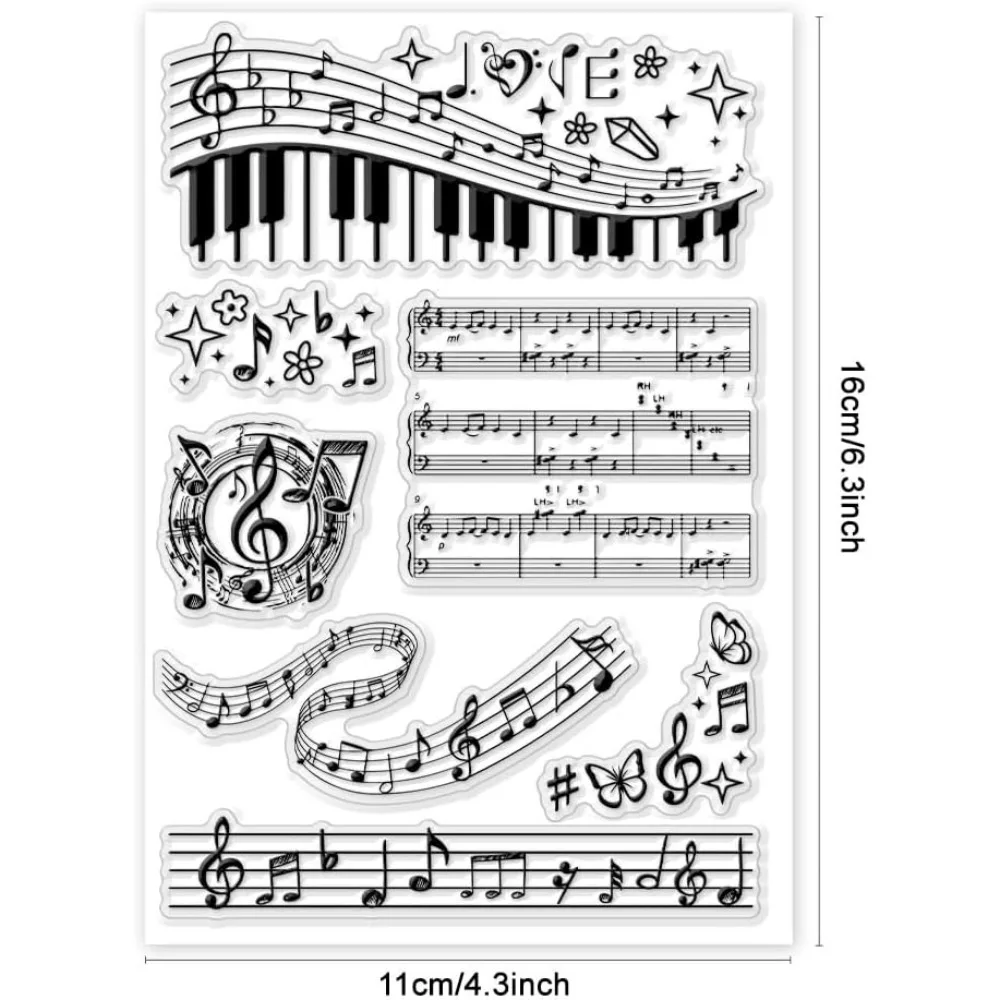 Music Notes Clear Stamps Music Symbol Transparent Stamp Musical Score Rubber Stamp Violin Music Seal Stamps for Card Making