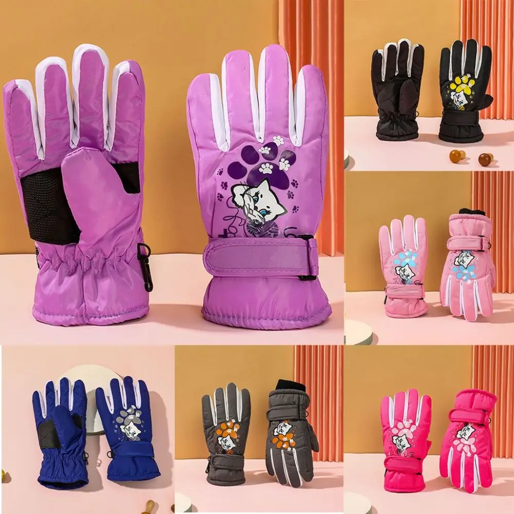 Waterproof Children Winter Ski Gloves Finger Warmer Snow Snowboard Thicken Mittens Anti-slip 5-10 Years Old Kids Glove