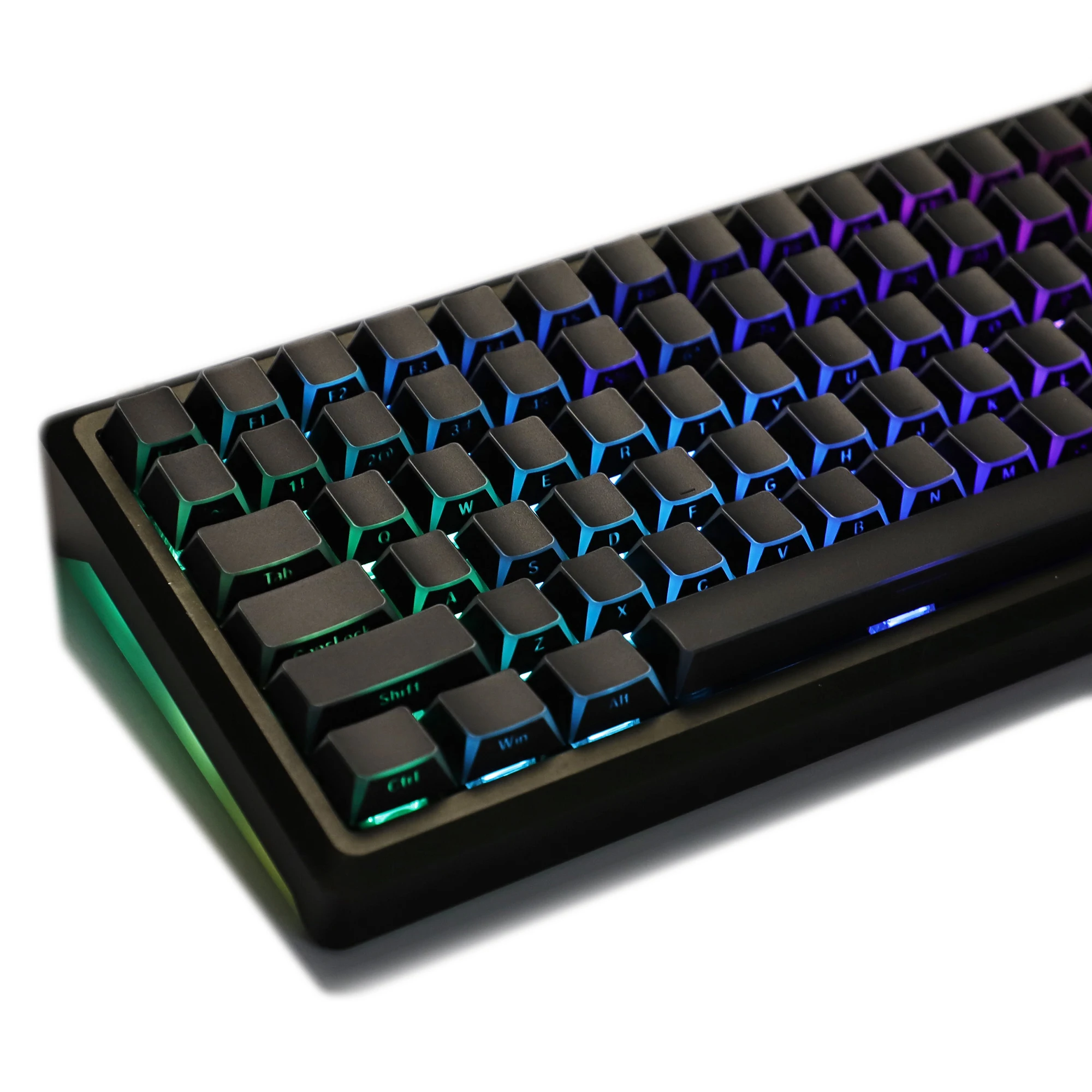 

YMDK Folded Shadow Black Keycap Sidelit Double Shot Shine Through Cherry Profile Keycaps for MX Mechanical Keyboard