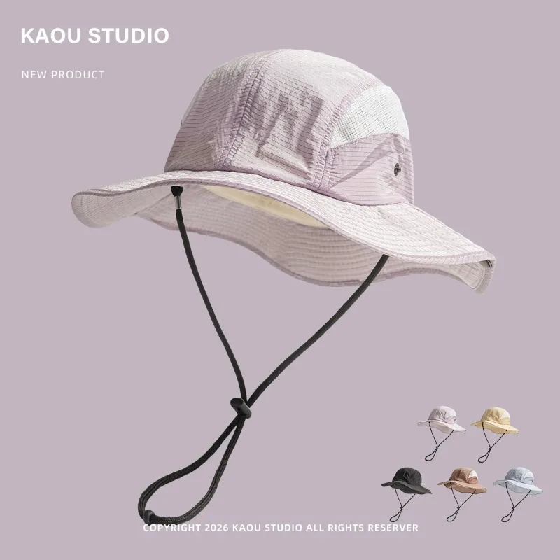 New Fashion Quick-drying Stitching Mesh Bucket Hats for Men and Women Summer Outdoor Camping Sun Protection Leisure Hiking Cap