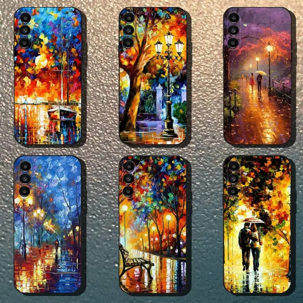 

L-Leonid A- Afremov Oil Painting Phone Case For Samsung Galaxy A13,A21s,A22,A31,A32,A52,A53,A71,A80,Soft Black Shell