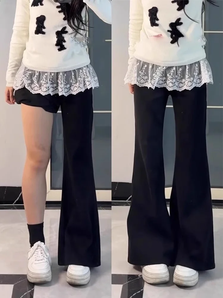 

High Waist Flared Jeans Women's Loose Fit Black Denim Pants Spring New Style Large Size Casual Wear Autumn Season Adult Women