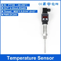 4-20mA high accuracy assembly PT100 temperature sensor with display