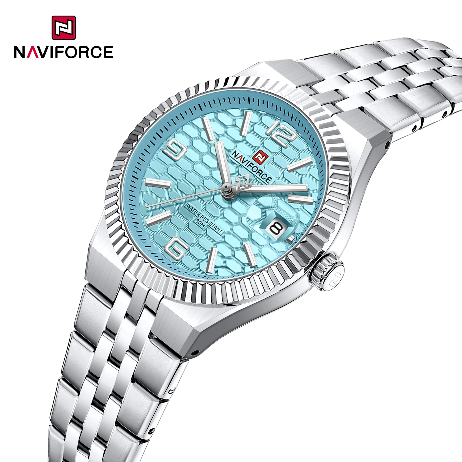 

NAVIFORCE 5079 Fashion Quartz Watches for Woman Elegant Calendar Luminous Waterproof Steel Strap Business Casual Ladies Watch