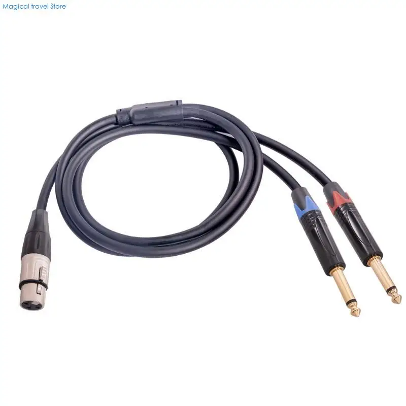 N2UB Dual 6.35mm 1/4 Inch to XLR Microphone Cable, Dual Mono 6.35mm Male to XLR Female Y Splitter Patch Cord for Mixer