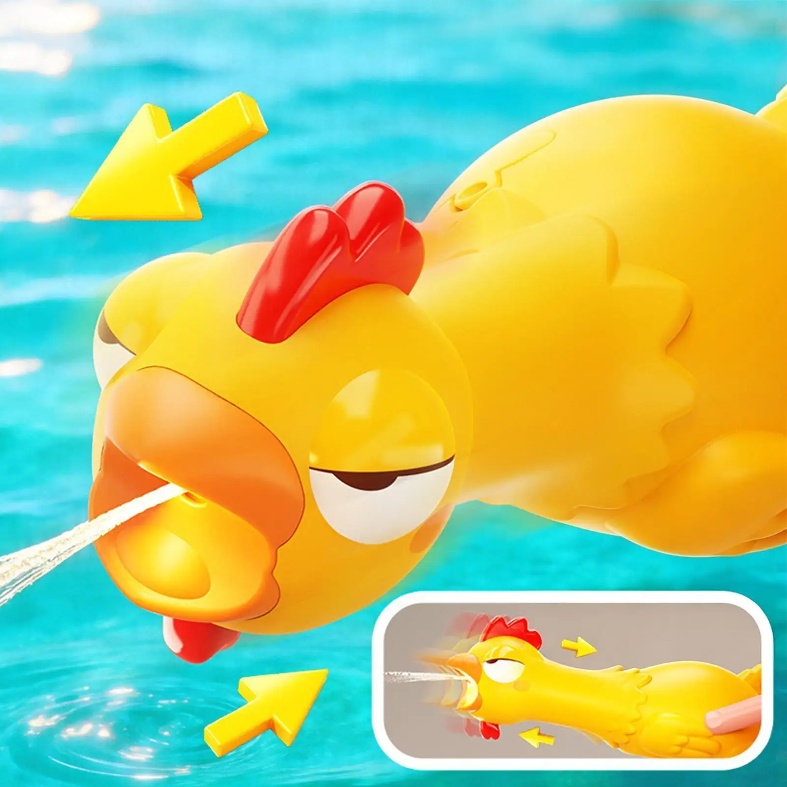 Electronic Water Squirter Funny Chicken Large Capacity Long Range Kids Outdoor Play Water Squirter For Beach Swimming Pool Park