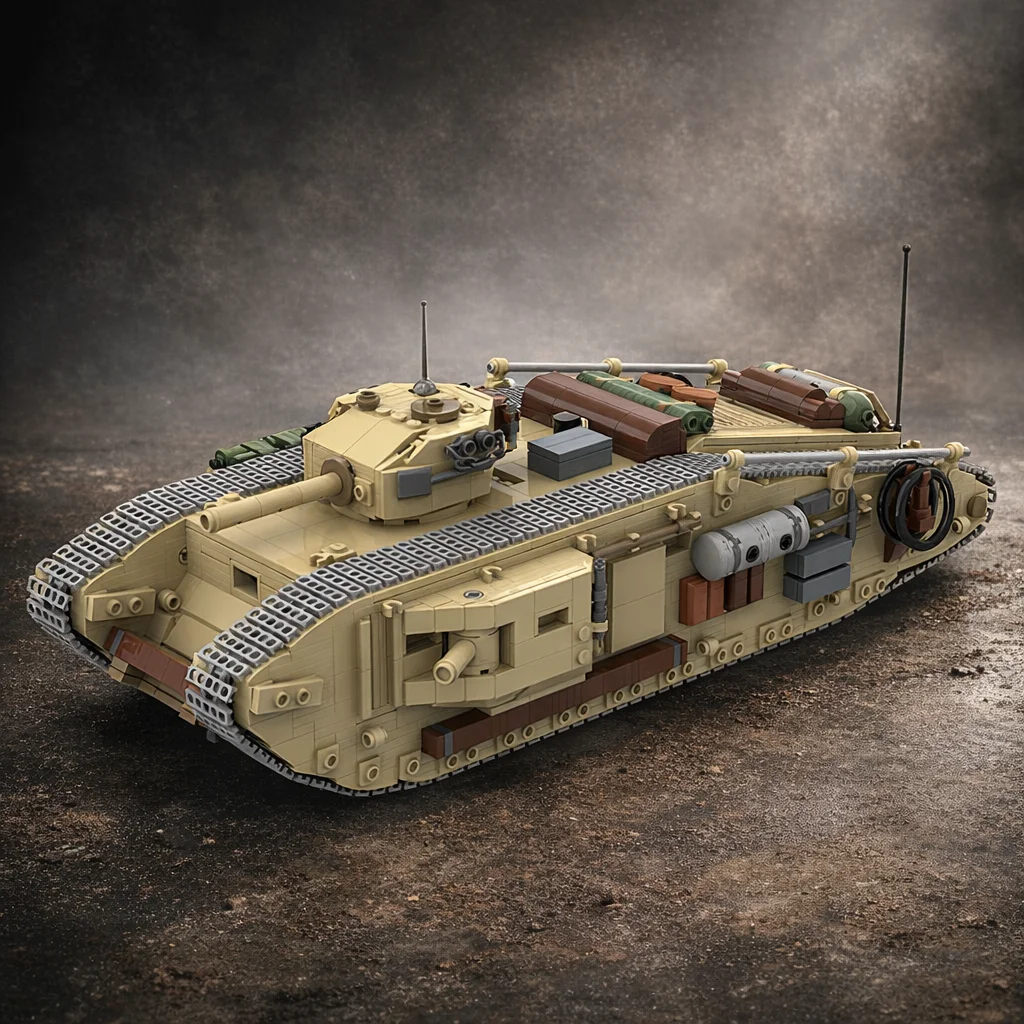 

MOC Desert Adventure Heavy Tank Building Blocks Military Vehicle Model Kit Assembly Bricks Toy Gift for Kids Adults Collectors