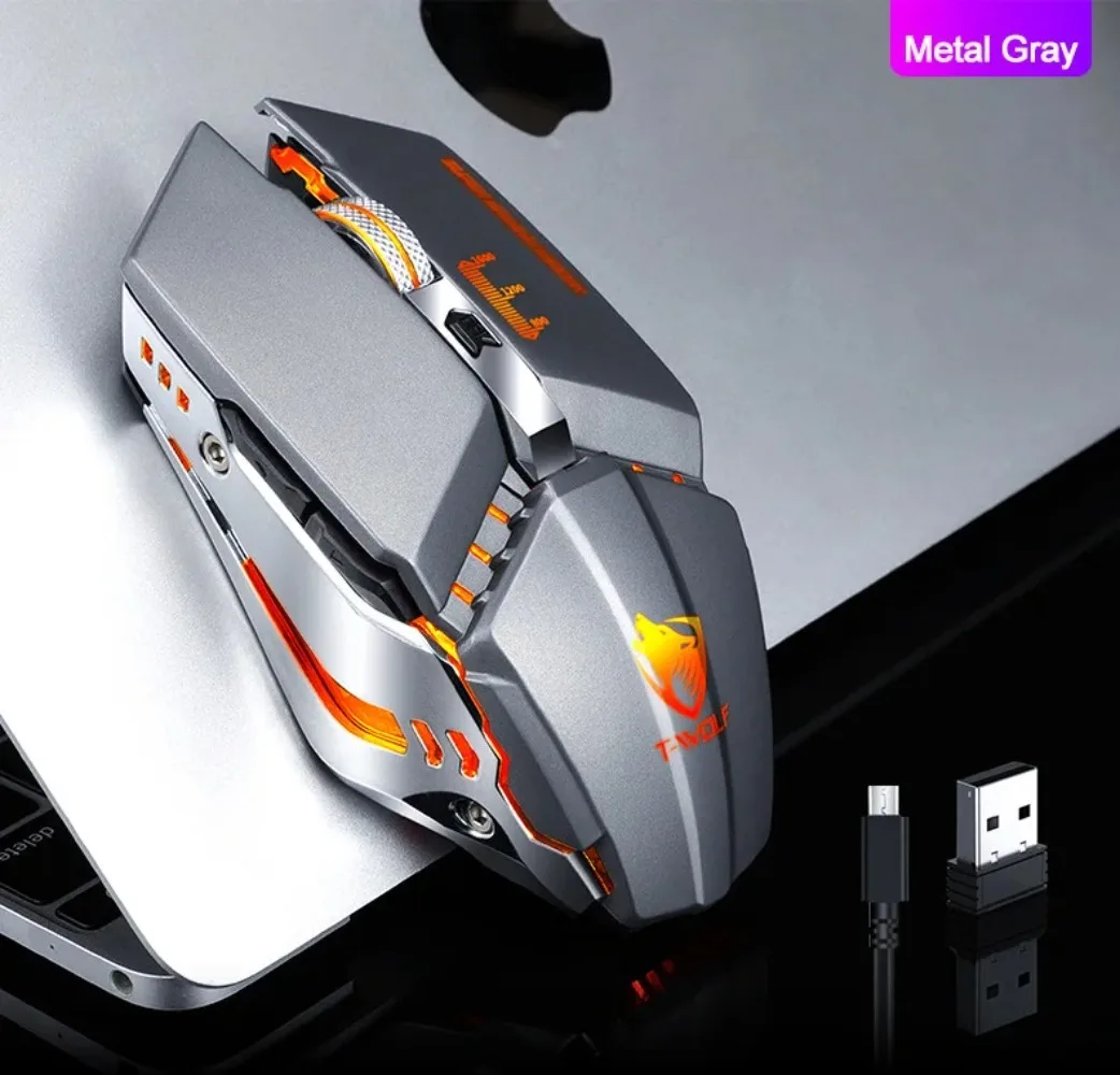 Q15 2.4G Wireless Mouse RGB Backlight 6 Buttons USB Rechargeable Silent Mechanical E-Sports Gaming Office Mouse for PC Laptop