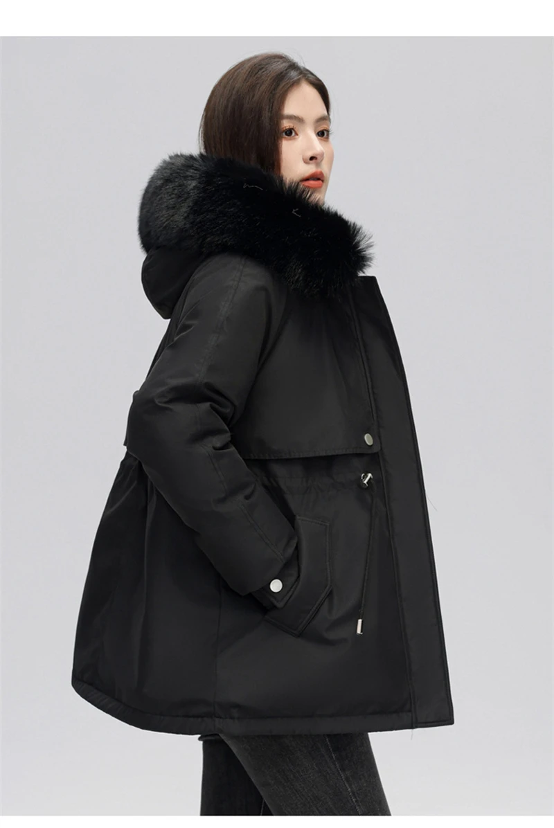 Winter Coat New Women's Thick Cotton Jacket Women's Medium Long Korean Version Fur Collar Coat Female Warm Parka Overcoat